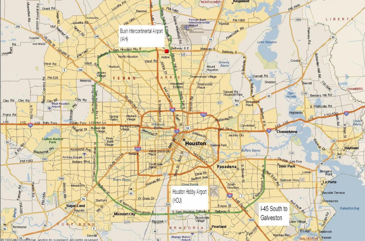 ramani ya Houston eneo metro